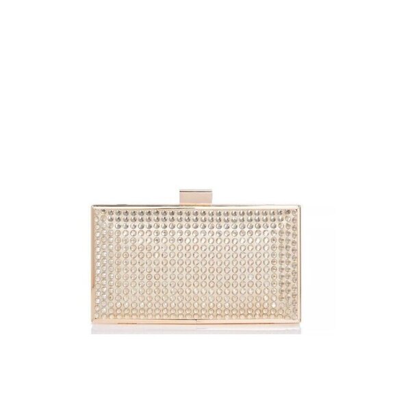 AQUA crystal embellished women's clutch minaudiere - GOLD (Defective) - Picture 1 of 13